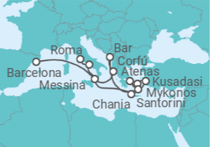 Itinerario del Crucero Mediterráneo con Islas Griegas, Italia y Turquía - Princess Cruises