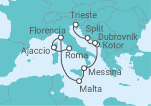 Itinerario del Crucero Mediterráneo con Italia y Croacia - Princess Cruises