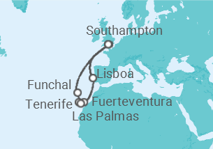 Itinerario del Crucero Islas Canarias - Cunard