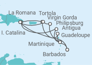 Itinerario del Crucero Martinica, Islas Vírgenes, República Dominicana, Antigua - MSC Cruceros