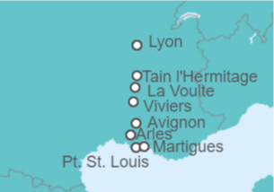 Itinerario del Crucero El valle del Ródano esencial  - CroisiEurope