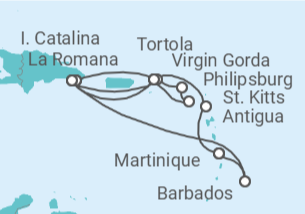 Itinerario del Crucero Antigua, Islas Vírgenes, República Dominicana, Barbados - MSC Cruceros