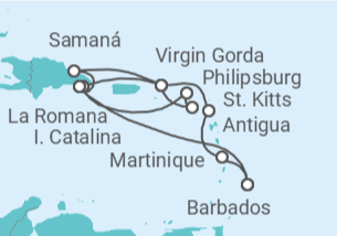 Itinerario del Crucero Antigua, Islas Vírgenes, República Dominicana, Barbados - MSC Cruceros
