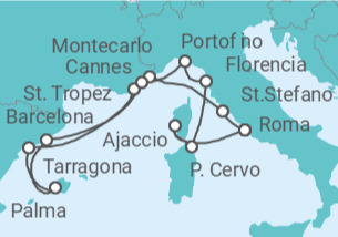 Itinerario del Crucero Un viaje ampliado a la romántica Costa Azul y a la maravillosa Italia - Explora Journeys
