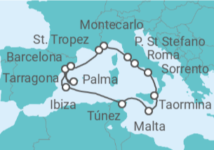 Itinerario del Crucero Un viaje ampliado de tesoros culturales hacia la magia de la Costa Azul y playas bañadas por el sol - Explora Journeys