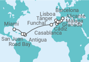 Itinerario del Crucero Un gran viaje por las coloridas costas de Marruecos y los paisajes idílicos del Caribe - Explora Journeys