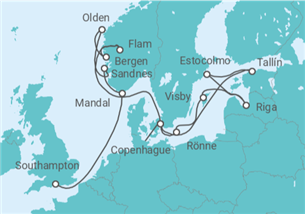 Itinerario del Crucero Un viaje ampliado para descubrir fiordos y ciudades llenas de historia - Explora Journeys