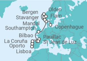 Itinerario del Crucero Un gran viaje desde los valles de viñedos hasta las cumbres de los fiordos - Explora Journeys