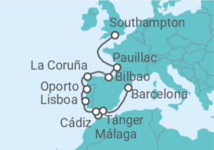 Itinerario del Crucero Iberia iluminada por el sol - Regent Seven Seas