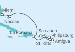 Itinerario del Crucero Mística caribeña - Regent Seven Seas