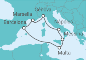 Itinerario del Crucero Italia, Malta, España - MSC Cruceros