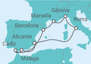 Itinerario del Crucero España, Italia - MSC Cruceros