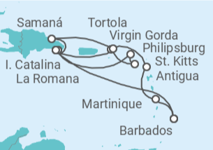 Itinerario del Crucero Antigua, Islas Vírgenes, República Dominicana - MSC Cruceros