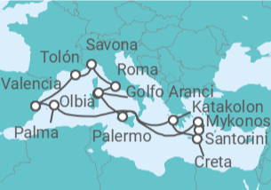Itinerario del Crucero Hacia templos y aguas azules - Costa Cruceros