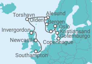Itinerario del Crucero Paisajes marinos noruegos - Regent Seven Seas