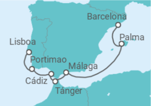 Itinerario del Crucero Esplendor Ibérico - Regent Seven Seas