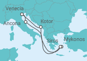 Itinerario del Crucero Las joyas del Adriático  - Con vuelos - MSC Cruceros