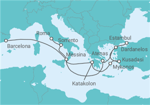 Itinerario del Crucero Desde Barcelona a Civitavecchia (Roma) - Cunard