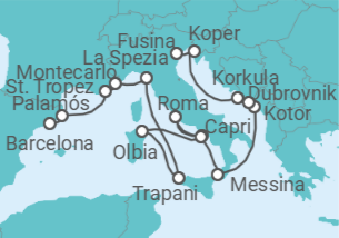 Itinerario del Crucero Italia en su totalidad - Regent Seven Seas