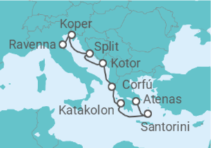 Itinerario del Crucero Grecia, Montenegro, Croacia, Eslovenia - NCL Norwegian Cruise Line