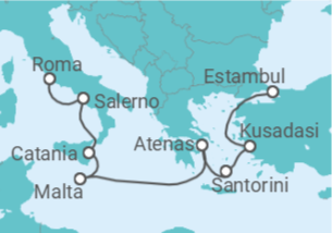 Itinerario del Crucero Italia, Malta, Grecia, Turquía - NCL Norwegian Cruise Line