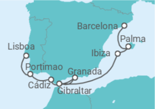 Itinerario del Crucero Portugal, España, Gibraltar - NCL Norwegian Cruise Line