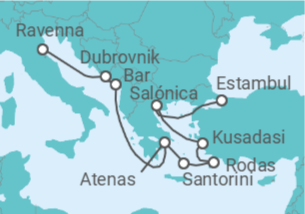 Itinerario del Crucero Islas Griegas: Santorini y Atenas - NCL Norwegian Cruise Line