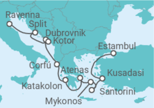 Itinerario del Crucero Islas Griegas: Santorini y Atenas - NCL Norwegian Cruise Line