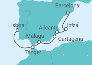 Itinerario del Crucero Mediterráneo: Marruecos y España - NCL Norwegian Cruise Line