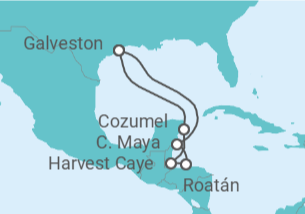 Itinerario del Crucero El Caribe: Harvest Caye, Cozumel y Roatán  - NCL Norwegian Cruise Line