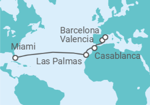 Itinerario del Crucero Transatlántico a España y Marruecos - Virgin Voyages