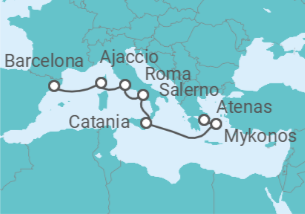 Itinerario del Crucero De los Mitos Cicládicos a los Ritmos Playeros - Virgin Voyages