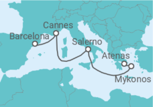 Itinerario del Crucero Encantos del Mediterráneo - Virgin Voyages