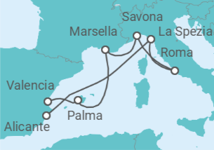 Itinerario del Crucero Armonía de colores y sabores - Costa Cruceros