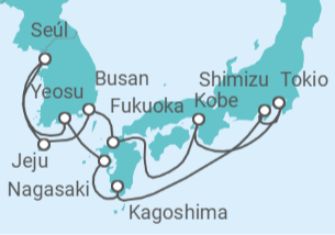 Itinerario del Crucero Viaje completo Japón y Corea del Sur - Con vuelos - Holland America Line