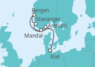 Itinerario del Crucero Un viaje de descubrimiento por el sur de Noruega - Nicko Cruises