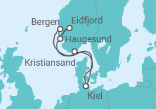 Itinerario del Crucero La fascinación del sur de Noruega - Nicko Cruises