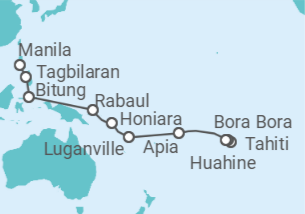 Itinerario del Crucero Pacífico intenso entre Tahití y Filipinas - Nicko Cruises