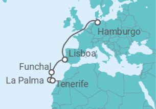Itinerario del Crucero Cultura entre la costa Ibérica y las Islas Canarias - Nicko Cruises