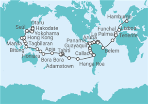 Itinerario del Crucero Vuelta al mundo  I - Nicko Cruises