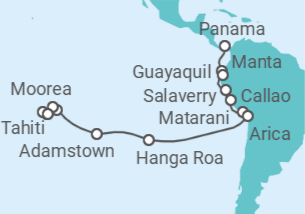 Itinerario del Crucero Navidad y Año Nuevo entre Sudamérica y los Mares del Sur - Nicko Cruises