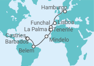 Itinerario del Crucero Cultura, naturaleza y aventura entre Europa y el Caribe - Nicko Cruises