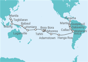 Itinerario del Crucero Segmento vuelta al mundo: de Panama a Manila - Nicko Cruises