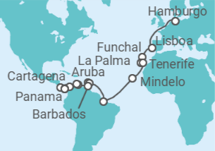 Itinerario del Crucero Aventura desde Europa hasta Centroamérica - Nicko Cruises