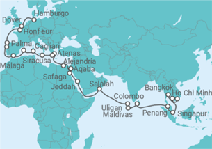 Itinerario del Crucero Segmento vuelta al mundo: de Ho Chi Minh a Hamburgo - Nicko Cruises