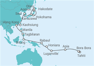 Itinerario del Crucero Segmento vuelta al mundo: de Papeete a Yokohama - Nicko Cruises