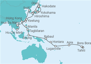 Itinerario del Crucero Segmento vuelta al mundo: de Papeete a Ho Chi Minh - Nicko Cruises