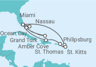Itinerario del Crucero Islas Turcas y Caicos, Bahamas, St. Maarten - MSC Cruceros