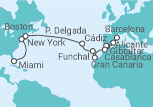 Itinerario del Crucero Desde Barcelona a Miami - MSC Cruceros