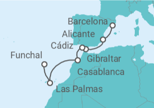 Itinerario del Crucero España, Gibraltar, Marruecos - MSC Cruceros
